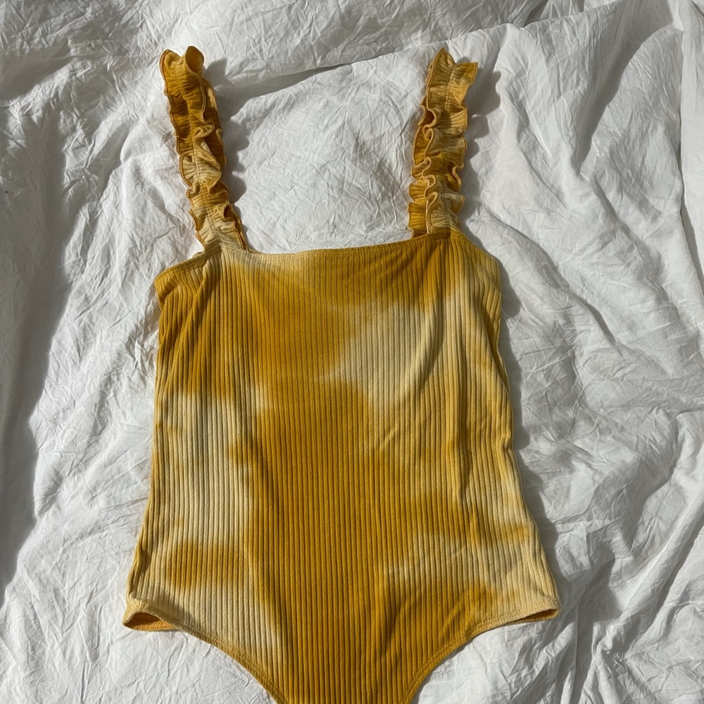 gold-tie dye bodysuit